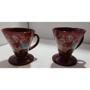 1999 Frangelico Liqueur Coffee Cups Linda Frichtel Jester Mardi Gras 4x4 Reds